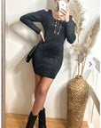 Cold shoulder Sparkle knit bodycon party dress