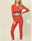 Loungewear Co-ord with Love Logo | Black Crop Top and Leggings
