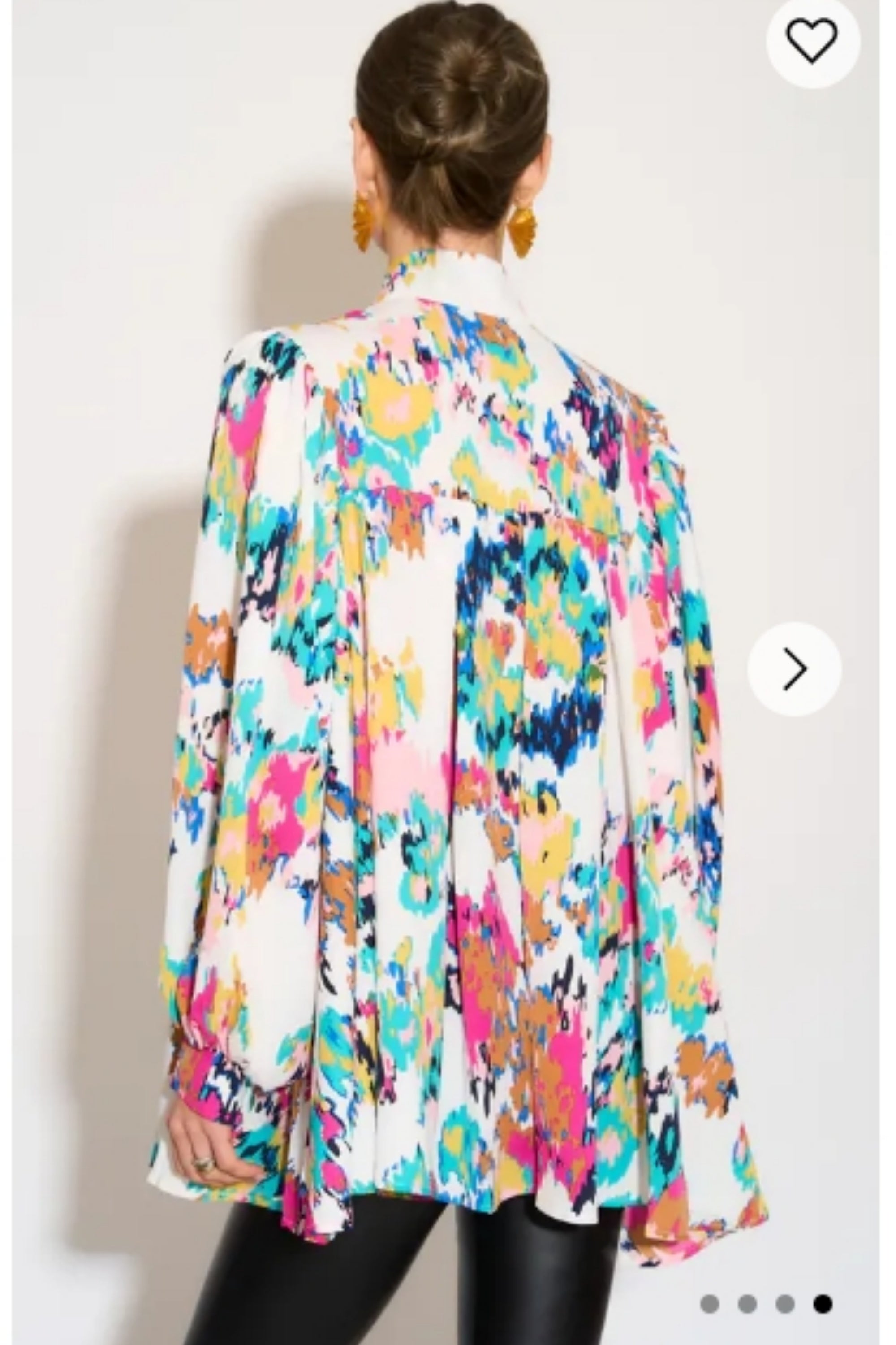 Wild Bloom multi color print oversized shirt with tie up bow design in White