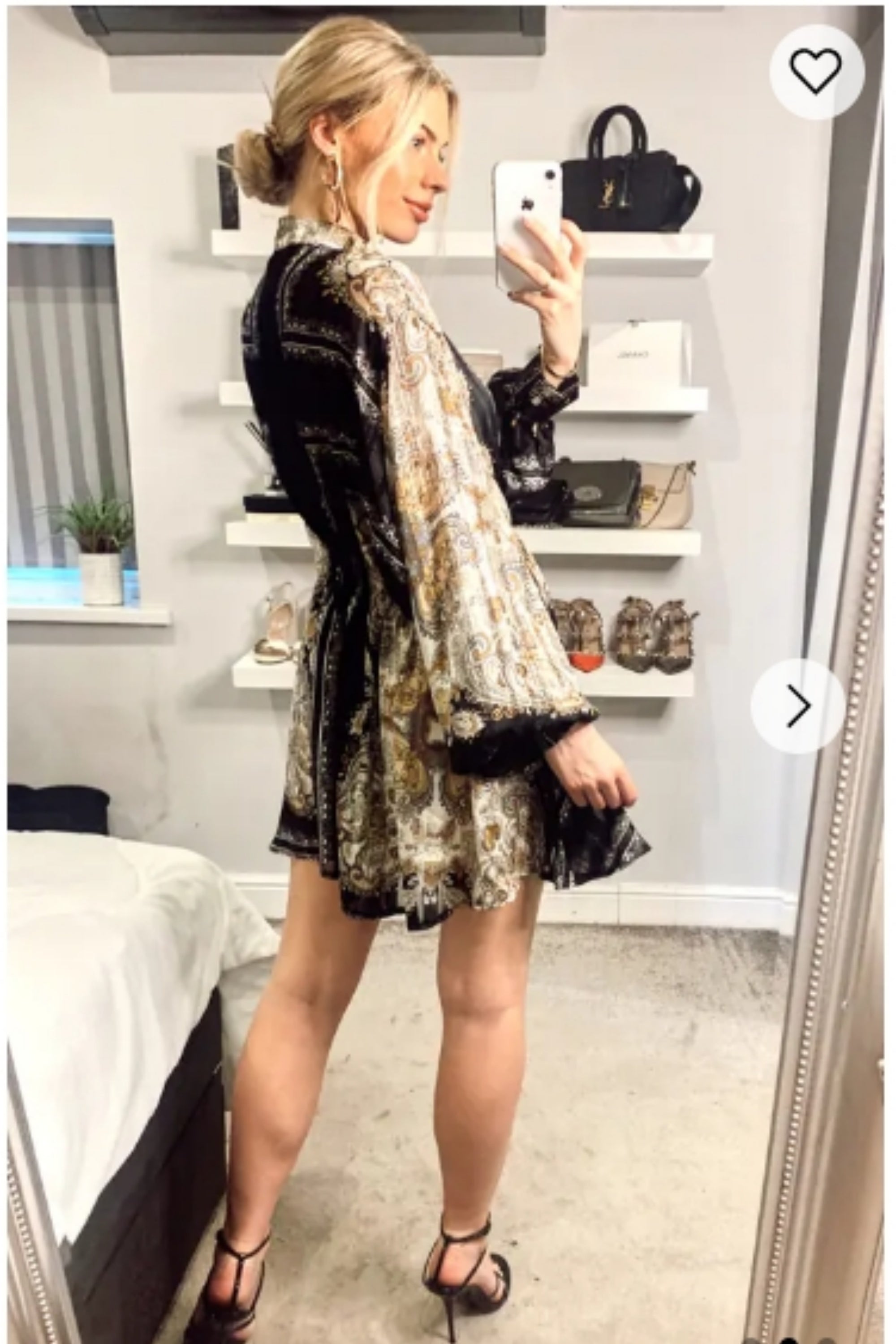 Black and Gold Scarf Print Shirt Dress CYLONDON Black and Gold Scarf Print Shirt Dress CYLONDON