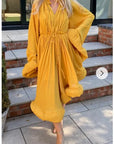 Ruffle Hem and Sleeves Oversized dress in Yellow