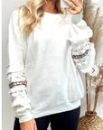 Floral & sequin embellished sleeves jumper