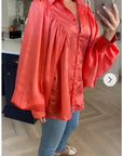 Oversized Sleeves Shirt in Orange colour
