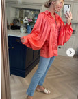 Oversized Sleeves Shirt in Orange colour