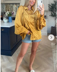 Oversized Sleeves Shirt in Yellow colour