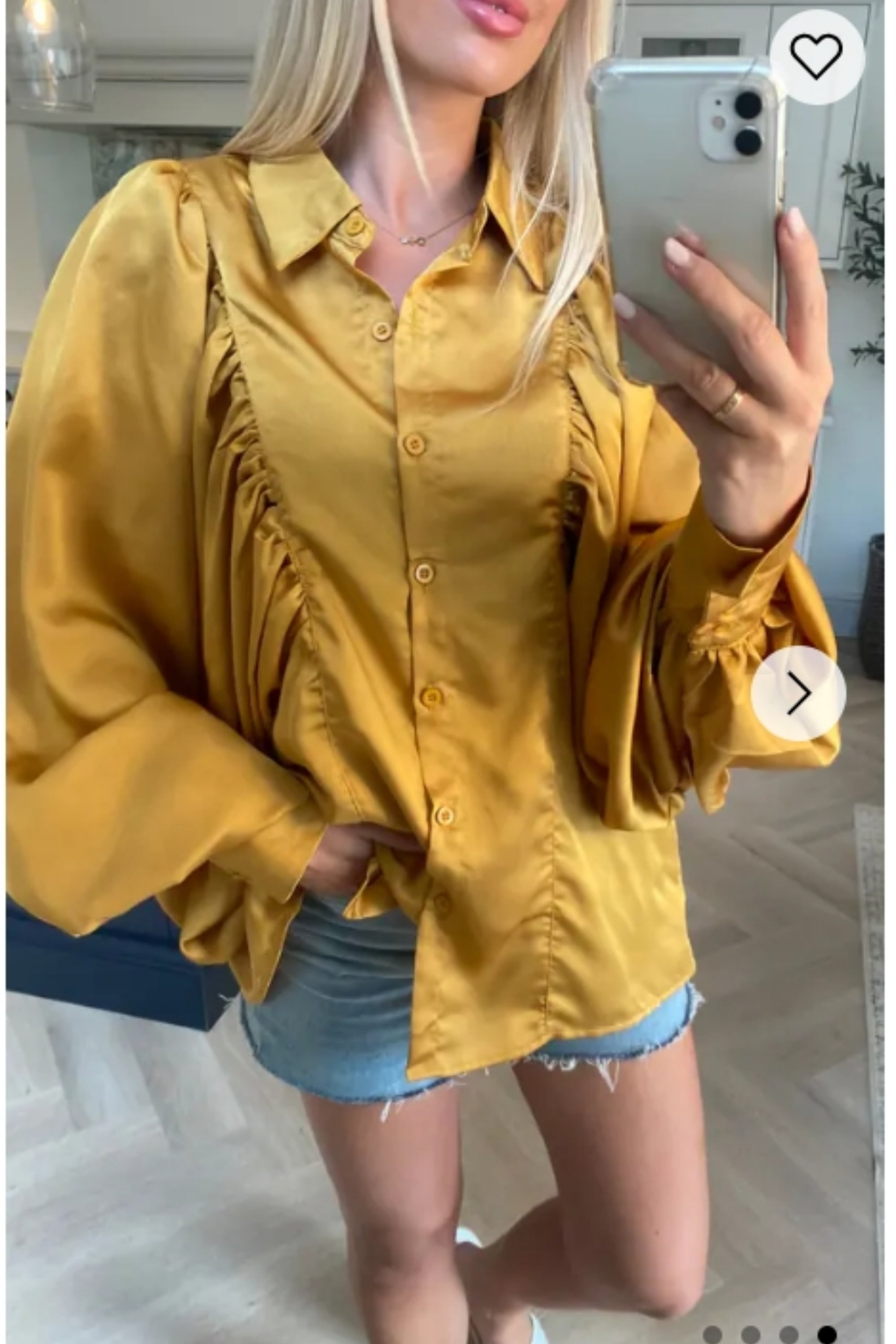 Oversized Sleeves Shirt in Yellow colour