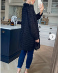 Black color Oversized shirt dress in multi tassel stripe design fabric