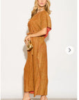Oversized Metallic pleated kaftan maxi dress in Gold