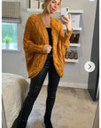 Cable knit oversize batwing cardigan in orange