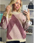 Pink metallic effect stripe design jumper