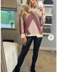 Pink metallic effect stripe design jumper