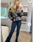 Leopard print with patch design jumper in grey