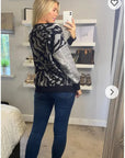 Leopard print with patch design jumper in grey