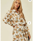 Multi Floral Printed overisze Shirt Dress