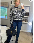Soft knit Zebra print Jumper in Black