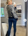 Soft knit Zebra print Jumper in Black