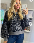 Soft knit Zebra print Jumper in grey