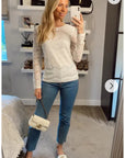 Elegant Floral lace long sleeves top in white