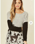 Walking doggy print oversized jumper top