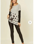 Walking doggy print oversized jumper top