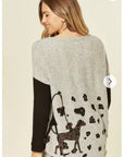 Walking doggy print oversized jumper top