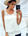 Floral Lace Chiffon Vest Top with Back Split
