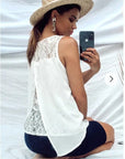 Floral Lace Chiffon Vest Top with Back Split