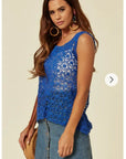 Floral Pattern Crochet Vest Top