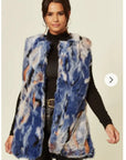 Blue Watercolor Soft Faux Fur Gilet
