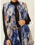 Blue Watercolor Soft Faux Fur Gilet