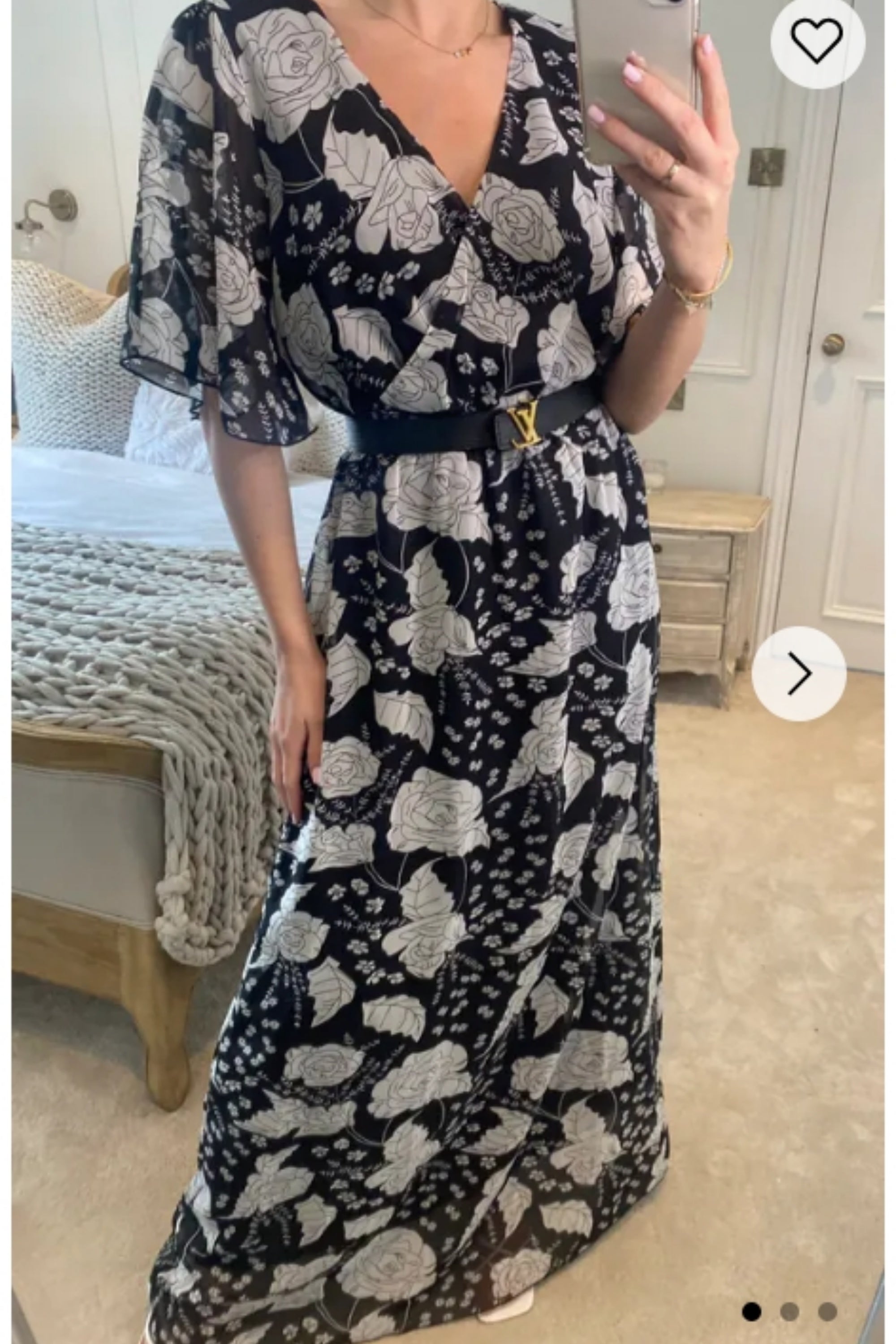 Floral Print Chiffon Wrap Maxi Dress (Black Rose)