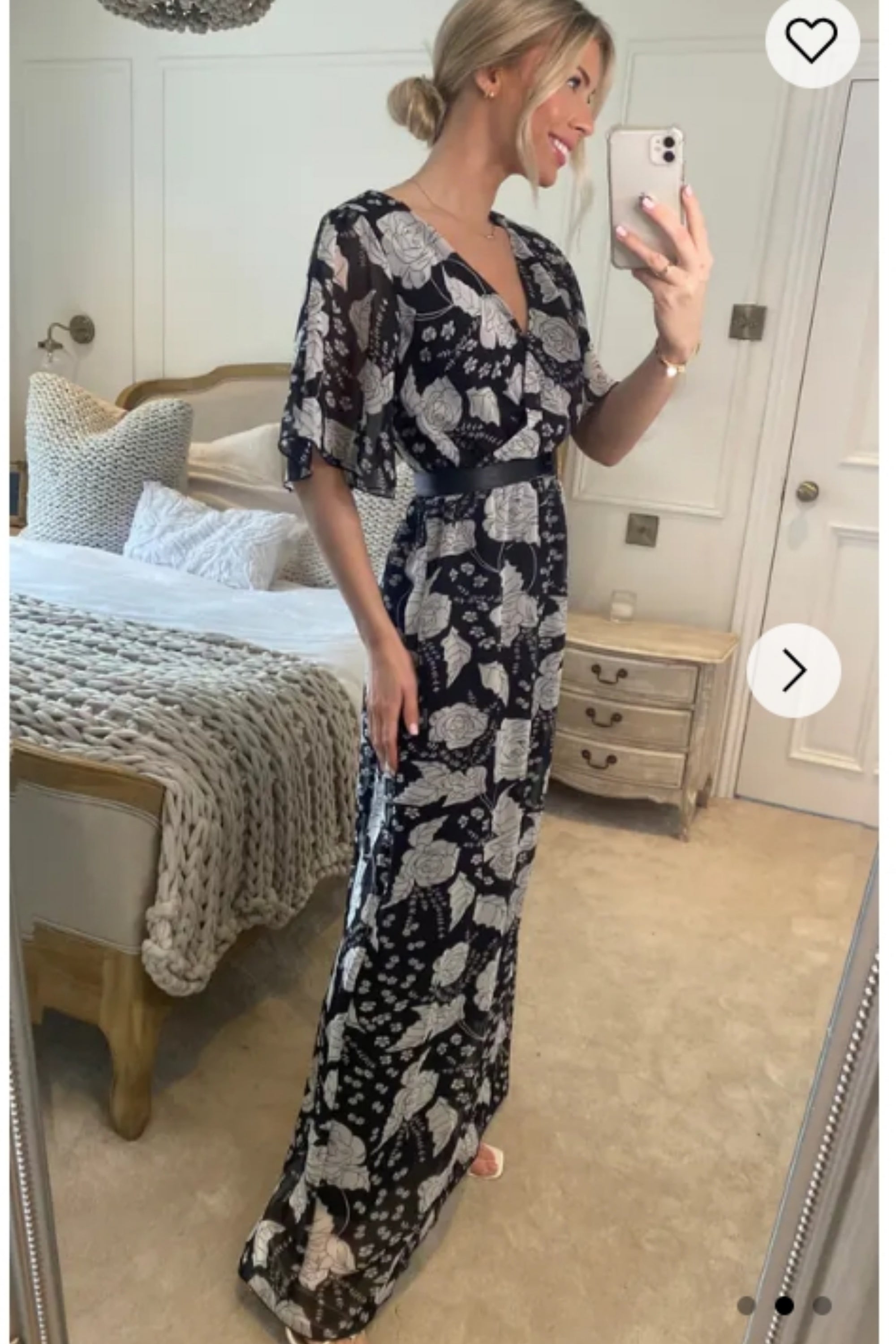 Floral Print Chiffon Wrap Maxi Dress (Black Rose)