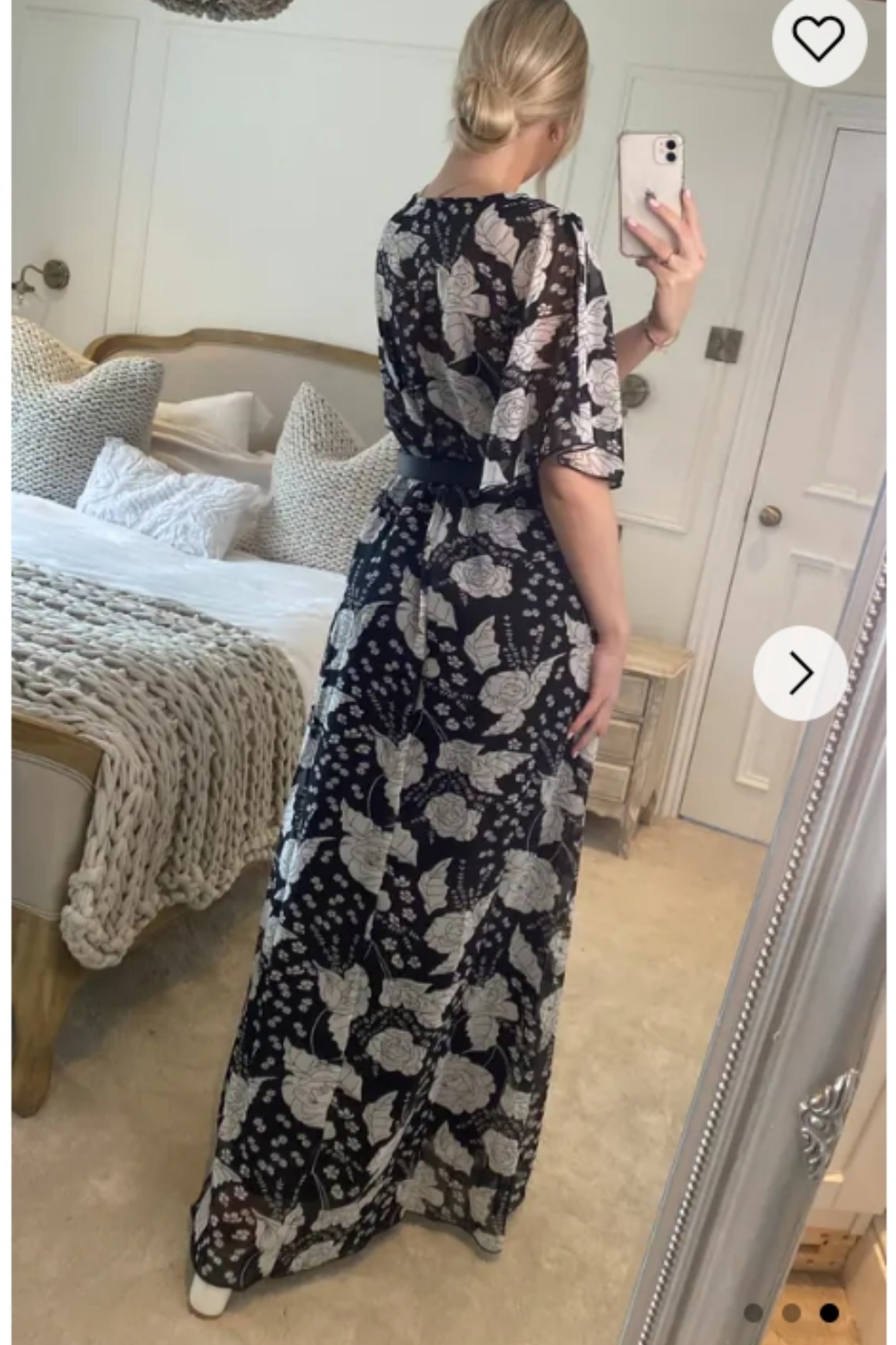 Floral Print Chiffon Wrap Maxi Dress (Black Rose)