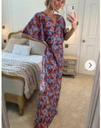 Floral Print Chiffon Wrap Maxi Dress (Orange Floral)