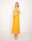Strappy Chiffon Maxi Dress with Sequin waist (Yellow)