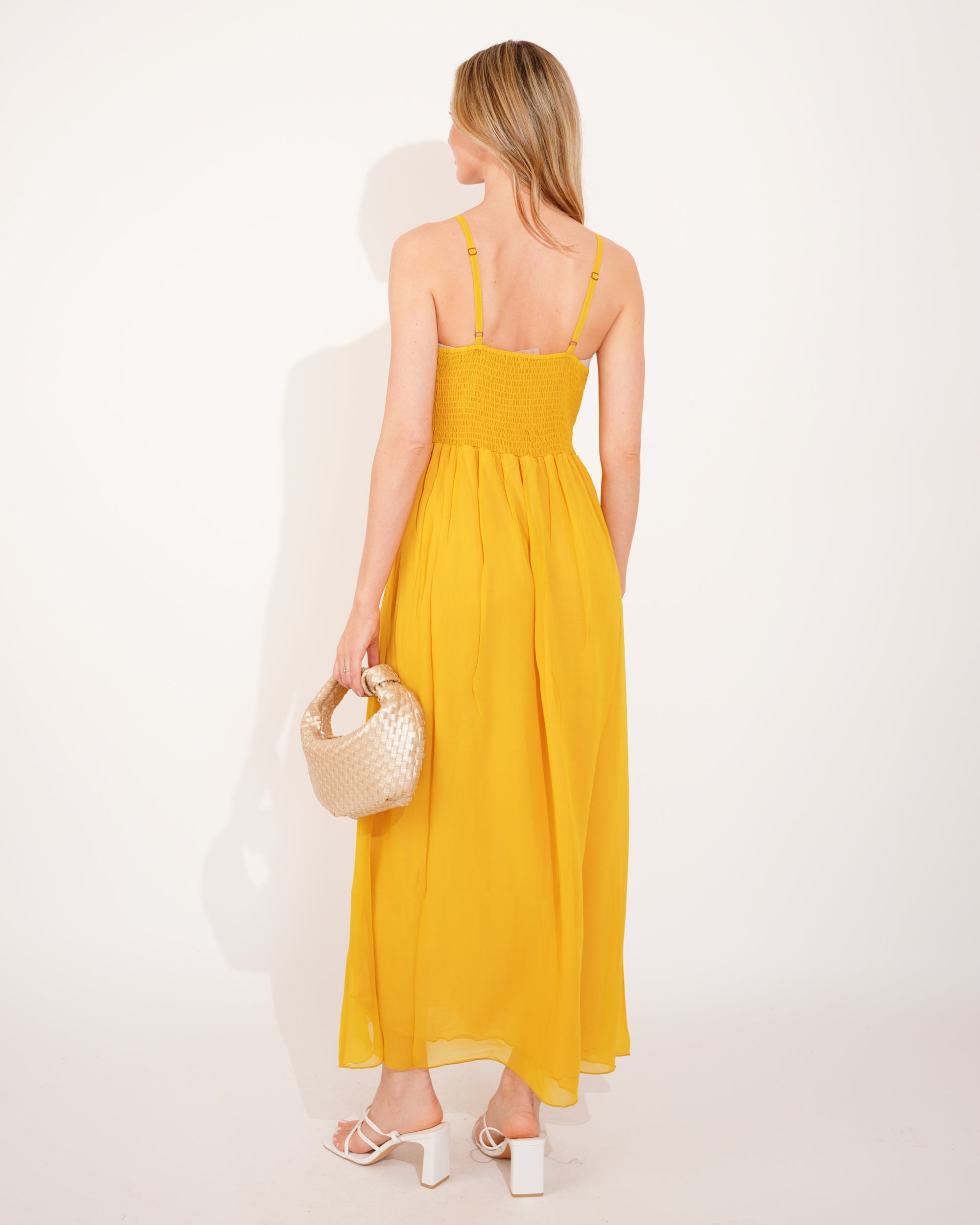 strappy chiffon maxi dress Veda Strappy Back Ruffle Chiffon Maxi Dress White