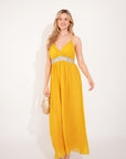 Strappy Chiffon Maxi Dress with Sequin waist (Yellow)