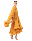Ruffle Hem and Sleeves Oversized dress in Yellow