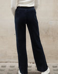 Velour Jogging Pants in Navy Blue