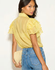 Multi Ruffle Layer design Blouse in Yellow color