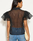 Multi Ruffle Layer design Blouse in Black color
