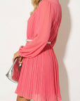 Pleated Midi Dress in rose pink