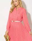 Pleated Midi Dress in rose pink