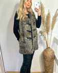 Belt fasten long Faux Fur Gilet (Brown)