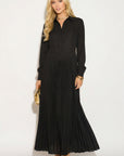 Full pleated maxi dress (Black)