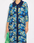 Abstract Portrait Print Shirt Dress
