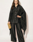 Cape-Sleeve Shirt & Wide-Leg Trouser Co-Ord In Black