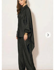 Cape-Sleeve Shirt & Wide-Leg Trouser Co-Ord In Black