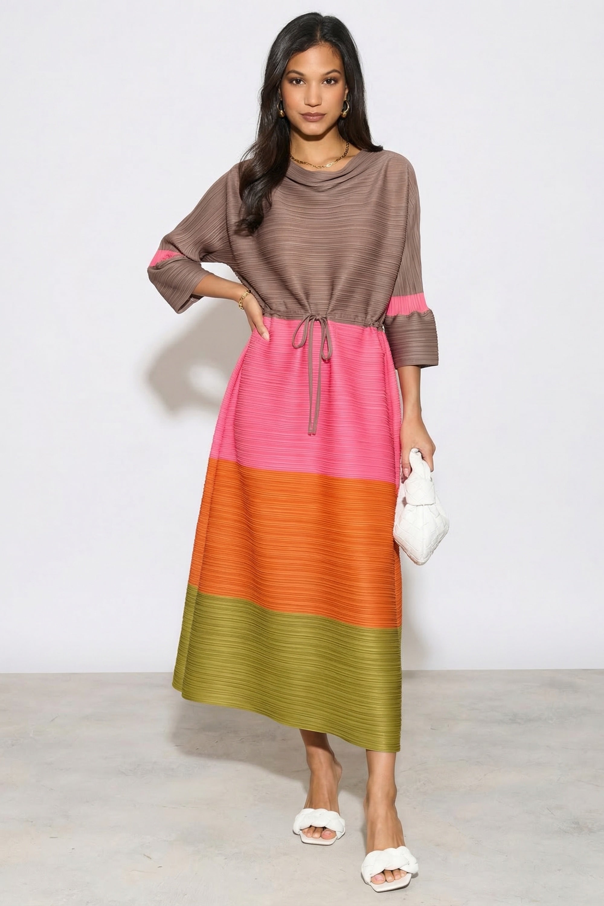 multi coloured pleated dress Multicolored Pleated Dress