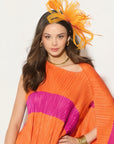 Feather & Floral Fascinator Headband In Orange